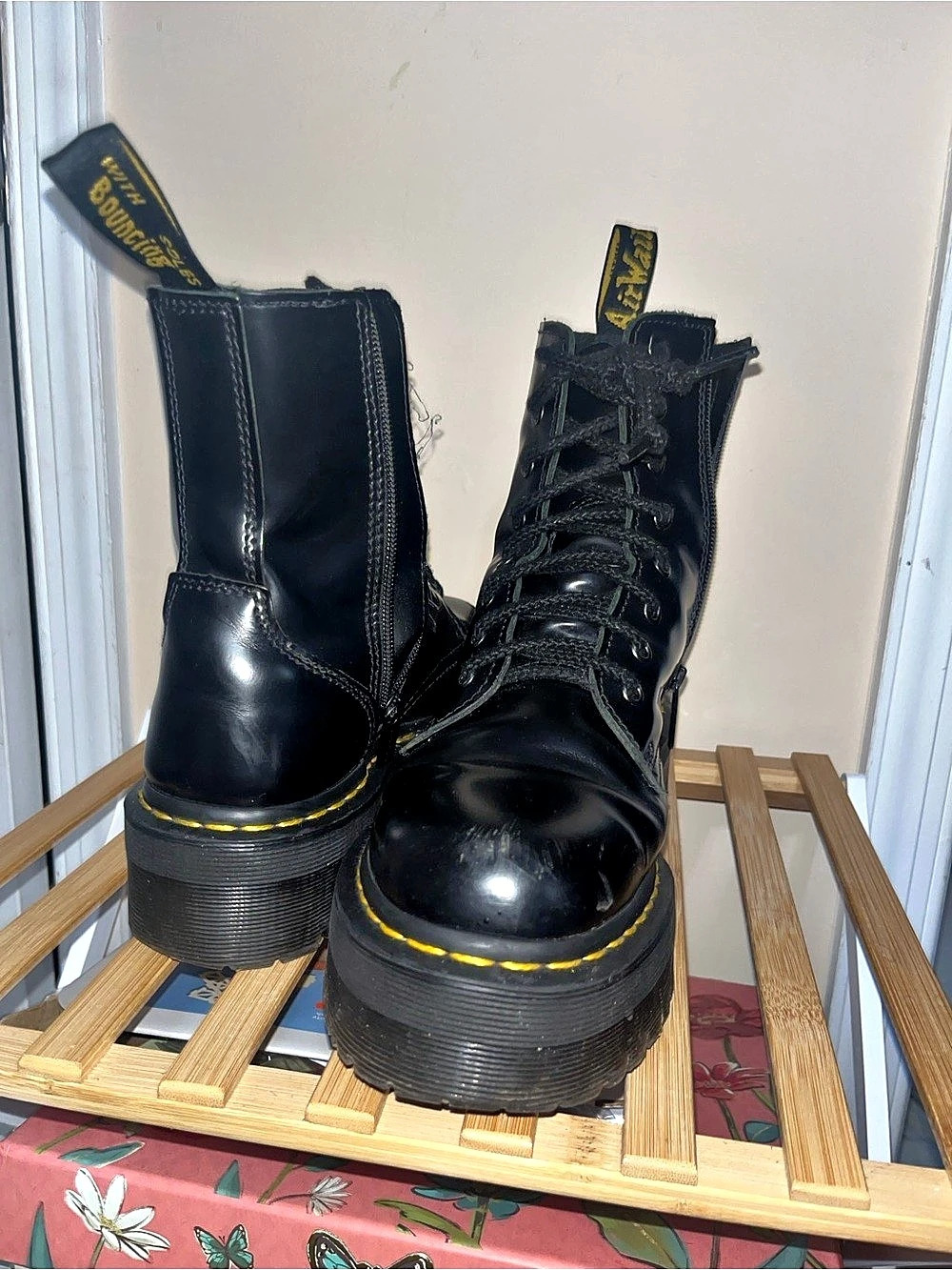Dr. Martens Jadon Smooth Leather Platform Boots in Black